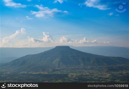 Landscape beautiful mountain scenery view on hill and sunset / phupapoh - phu pa poh , Loei or Fuji of Thailand
