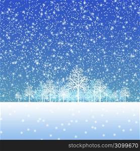 Landscape design with snowflakes in blue