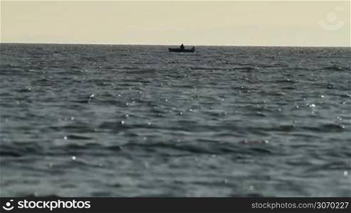 Landscape from lake Balaton with fisherboat