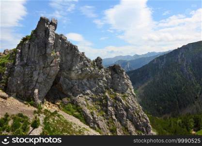 Landscape from summit of Sarnia Skala in Polish Tatra Mountains
