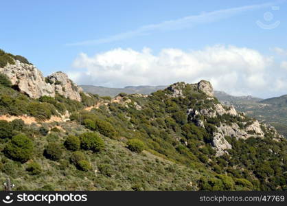 Landscape hilly in the mountains Of l island of Crete.