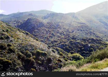 Landscape hilly in the mountains Of l island of Crete.