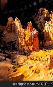 Landscape Hoodoos in Bryce Canyon National Park viewpoint in Utah United States. USA American National Park Landscape travel destinations and tourism concept.