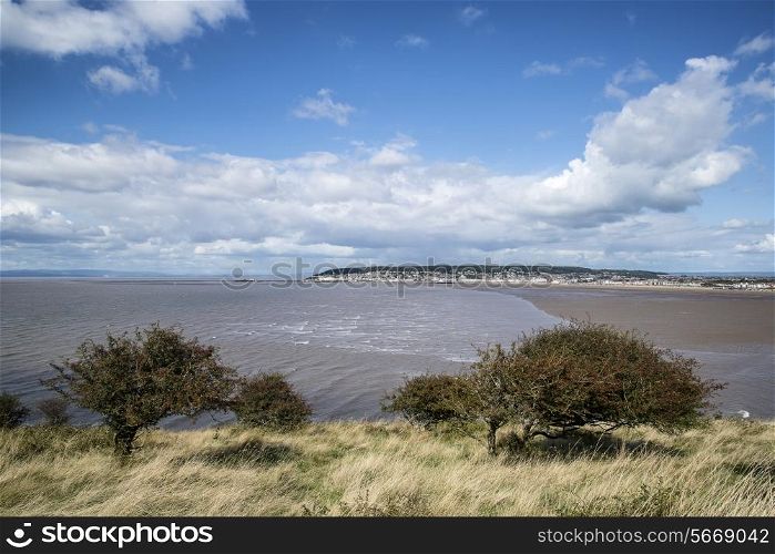 Landscape image of Weston-Super-Mare seen from sea cliffs