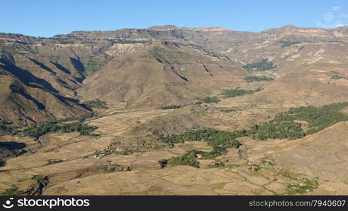 Landscape in Amhara province close to Lalibela, Ethiopia, Africa