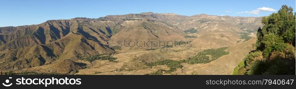 Landscape in Amhara province close to Lalibela, Ethiopia, Africa