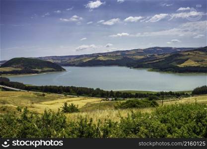 Landscape in Campobasso province, Molise, Italy, along the road to Termoli. Lake of Guardialfiera