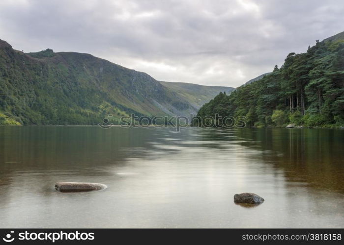 Landscape in lake of Glendalough in wicklow mountain, Ireland