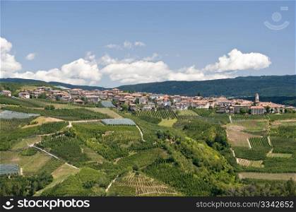 landscape in Val di Sole with small town Varollo