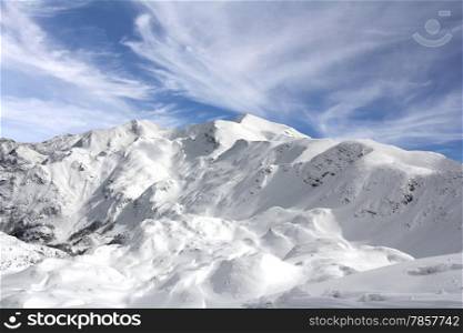 Landscape Mountains in winter at the ski resort Vogel, Slovenia