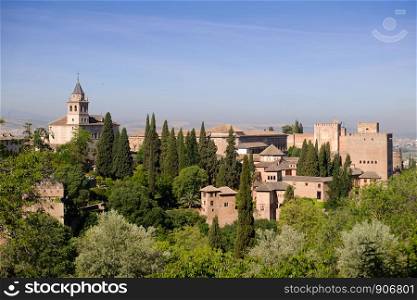 Landscape of Alhambra palace. Granada, Andalusia, Spain.
