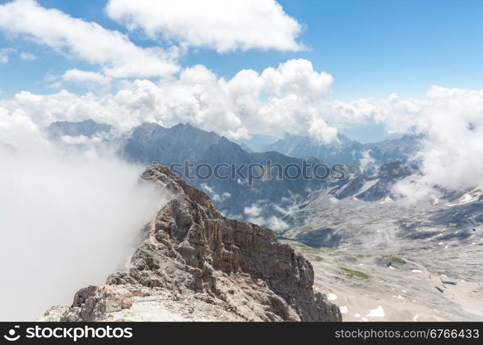 Landscape of Alpine Alps mountain view from Zugspitze top of Germany