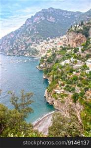 Landscape of Amalfi coast and Positano