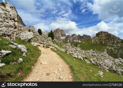 landscape of Catinaccio mountain on summer, Italian Dolomites