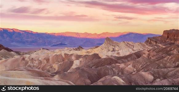 Landscape of Death Valley National Park in California, USA at Zabriskie Point