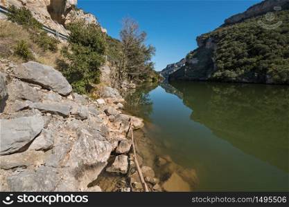 Landscape of Ebro river in El Sobron canyon, north Burgos province, castilla y Leon, Spain.