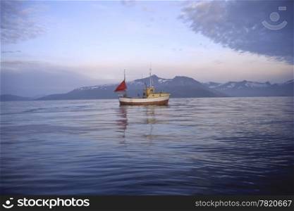Landscape of fishing boat in Norway