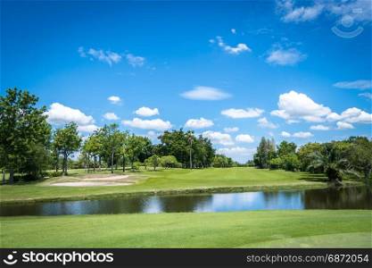 landscape of golf course in summer