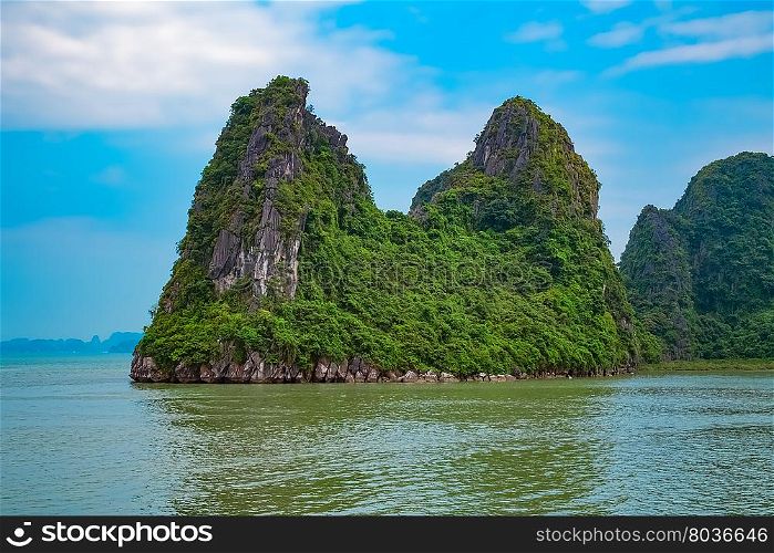 Landscape of Halong Bay with mountain islands, Vietnam, Southeast Asia