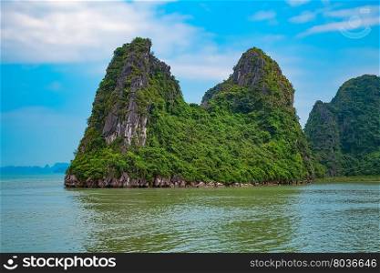 Landscape of Halong Bay with mountain islands, Vietnam, Southeast Asia
