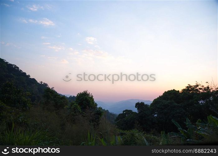 Landscape of hill before evening with little cloudy sky
