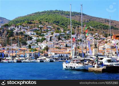 landscape of Hydra island Saronic Gulf Greece