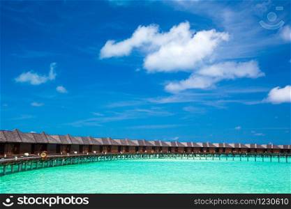 landscape of Maldives beach. Tropical sea . Background for summer holiday and vacation concept.