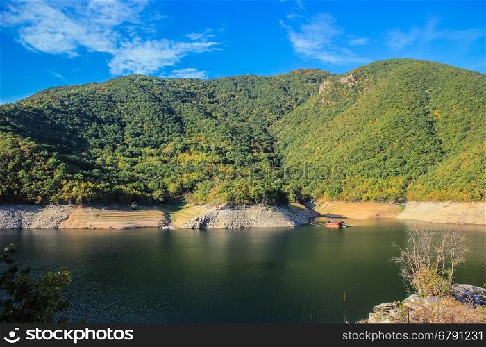 landscape of Meander of Vacha dam, Bulgaria