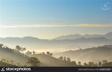 Landscape of mountain and clouds with morning light