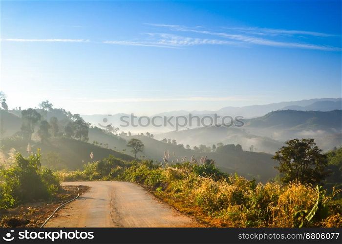 Landscape of mountain and clouds with morning light