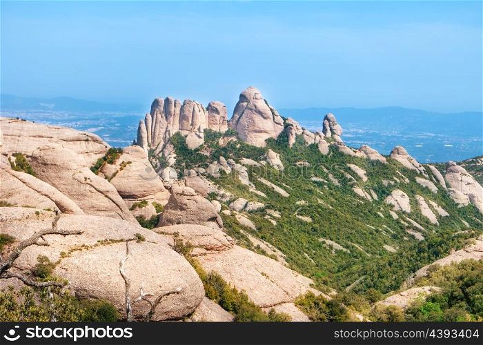 Landscape of mountain Montserrat with rocks near Barcelona, Spain