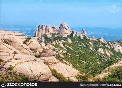 Landscape of mountain Montserrat with rocks near Barcelona, Spain