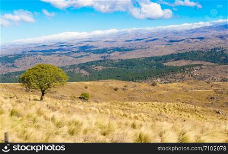 landscape of mountains in Cordoba Argentina in autumn