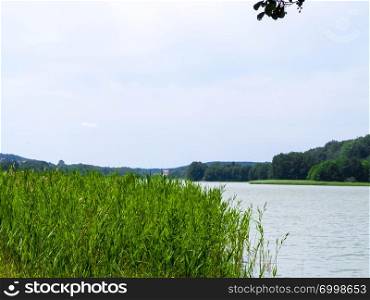 Landscape of Ostrzyckie Lake in Wiezyca, Kashubian region, Poland. Traveling concept.. Landscape of Ostrzyckie Lake in Wiezyca, Kashubian region, Poland.