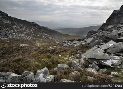 Landscape of path up mountain on Summer morning