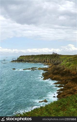 Landscape of rocky Atlantic coast in Brittany, France