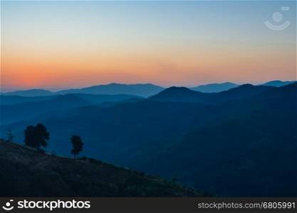 Landscape of Sunrise on mountain with morning light