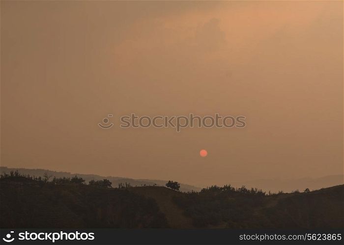 Landscape of sunset over the mountain range, Shanxi Province, China
