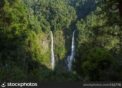 Landscape of Tad Fan waterfall in Champasak, Laos