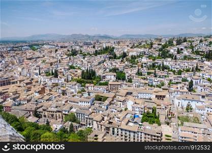 Landscape of the Albayzin from Alhambra palace. Granada, Spain.