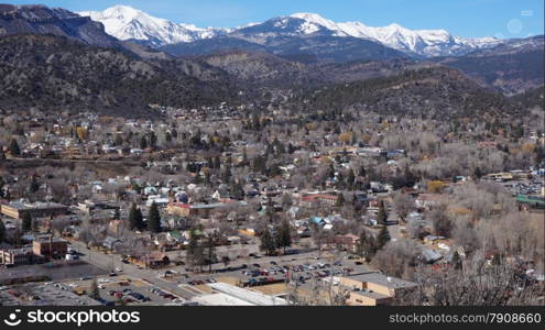 Landscape of the buildings of the downtown in Durango, Colorado