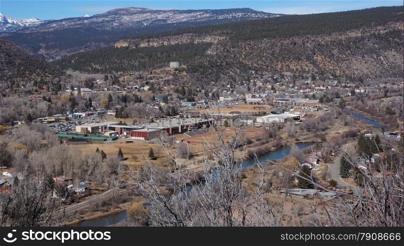 Landscape of the buildings of the downtown in Durango, Colorado