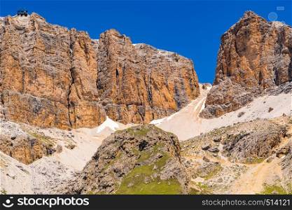 Landscape of the high Sass Pordoi the beautiful Dolomites mountain in South Tyrol, Italy