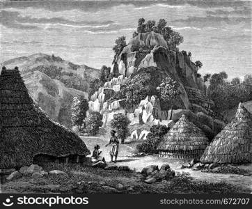 Landscape of the island of Timor, vintage engraved illustration. Le Tour du Monde, Travel Journal, (1872).