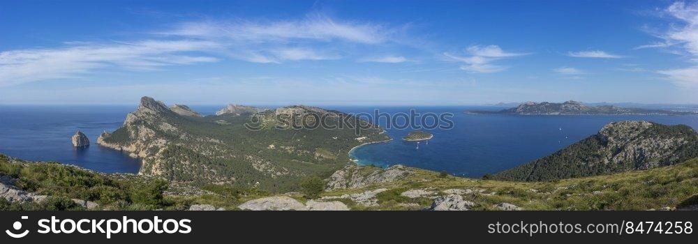 landscape of the  Pollensa bay and Formentor, Balearic Islands, Spain. pollensa and formentor, balearic islands, spain