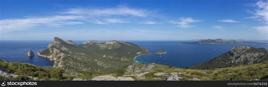 landscape of the  Pollensa bay and Formentor, Balearic Islands, Spain. pollensa and formentor, balearic islands, spain