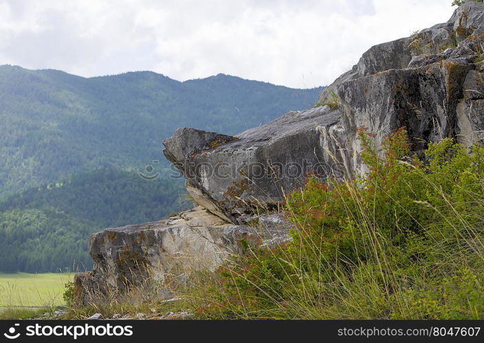 landscape of the stone mountain in the summer against the sky