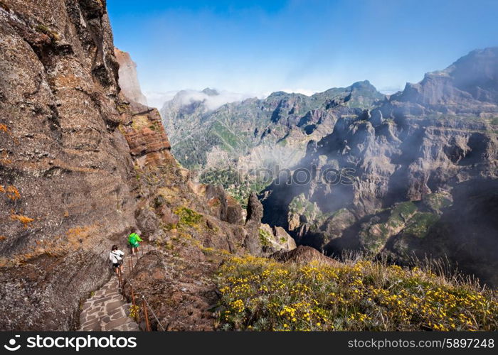 Landscape of trek Pico do Arieiro to Pico Ruivo, Madeira island, Portugal