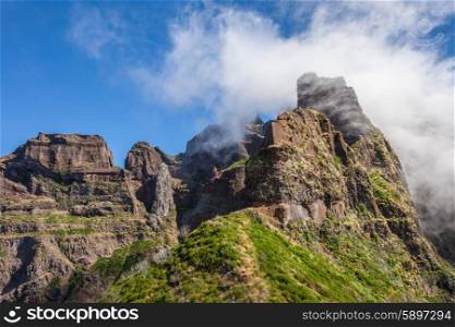 Landscape of trek Pico do Arieiro to Pico Ruivo, Madeira island, Portugal