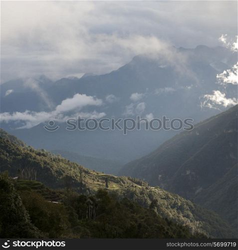 Landscape of Trongsa District in Bhutan